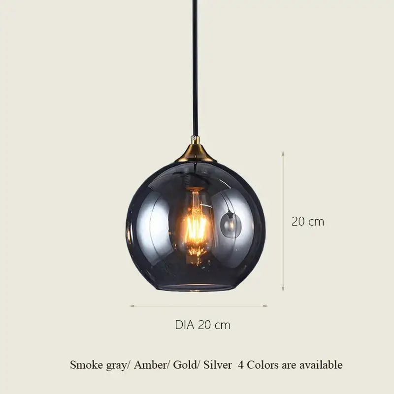 Modern brass glass ball pendant light dining and kitchen fixture