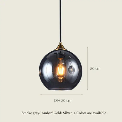 Modern brass glass ball pendant light dining and kitchen fixture