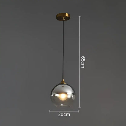 Modern brass glass ball pendant light dining and kitchen fixture