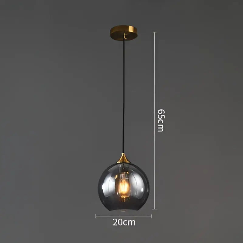 Modern brass glass ball pendant light dining and kitchen fixture