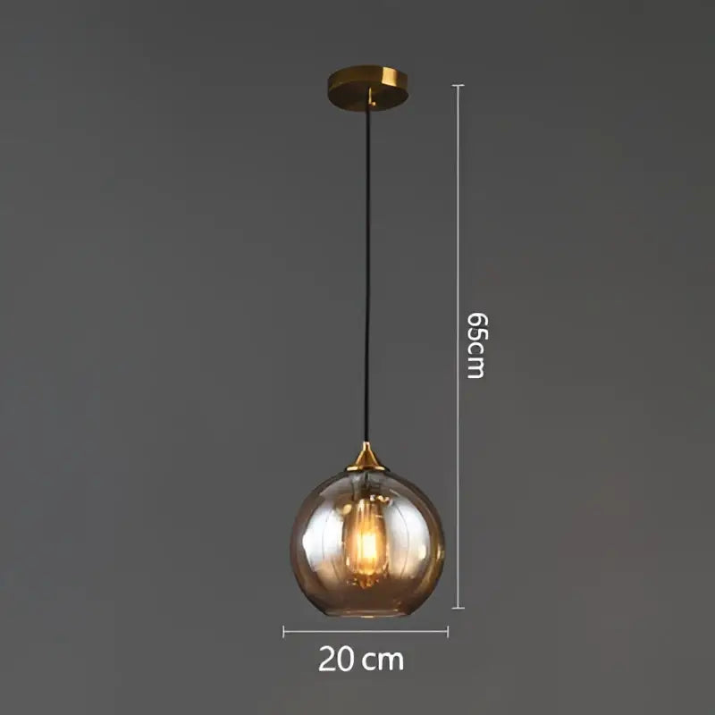 Modern brass glass ball pendant light dining and kitchen fixture