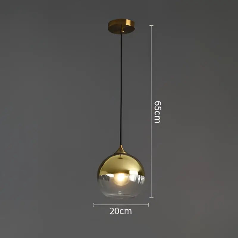 Modern brass glass ball pendant light dining and kitchen fixture