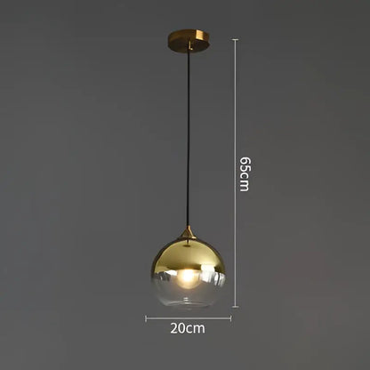 Modern brass glass ball pendant light dining and kitchen fixture