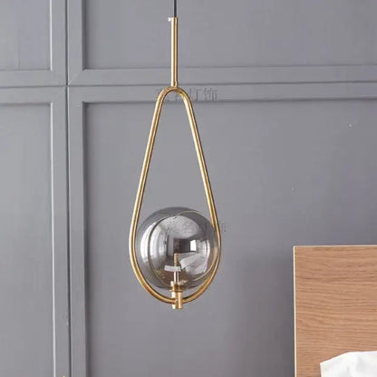 Modern brass glass ball pendant lighting bedroom globe light