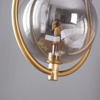 Modern brass glass ball pendant lighting bedroom globe light
