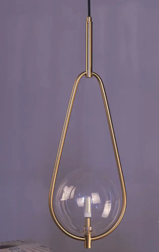 Modern brass glass ball pendant lighting bedroom globe light