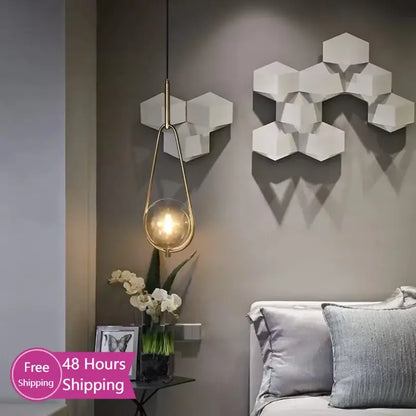 Modern brass glass ball pendant lighting bedroom globe light