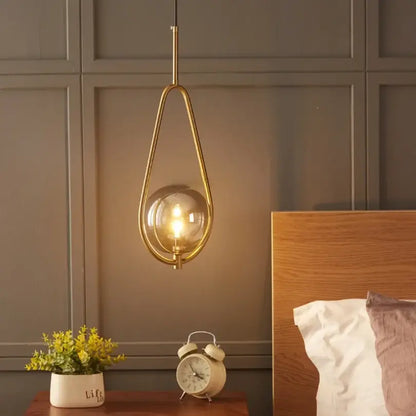 Modern brass glass ball pendant lighting bedroom globe light