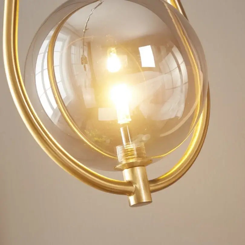 Modern brass glass ball pendant lighting bedroom globe light