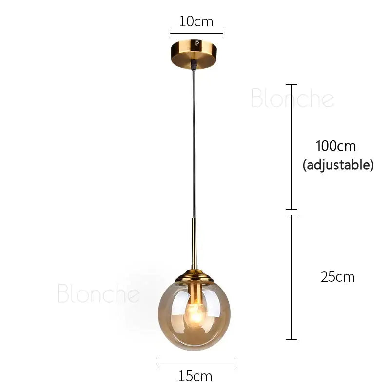 Modern brass glass ball pendant lights dining room 3 pack