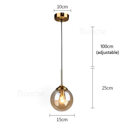Modern brass glass ball pendant lights dining room 3 pack