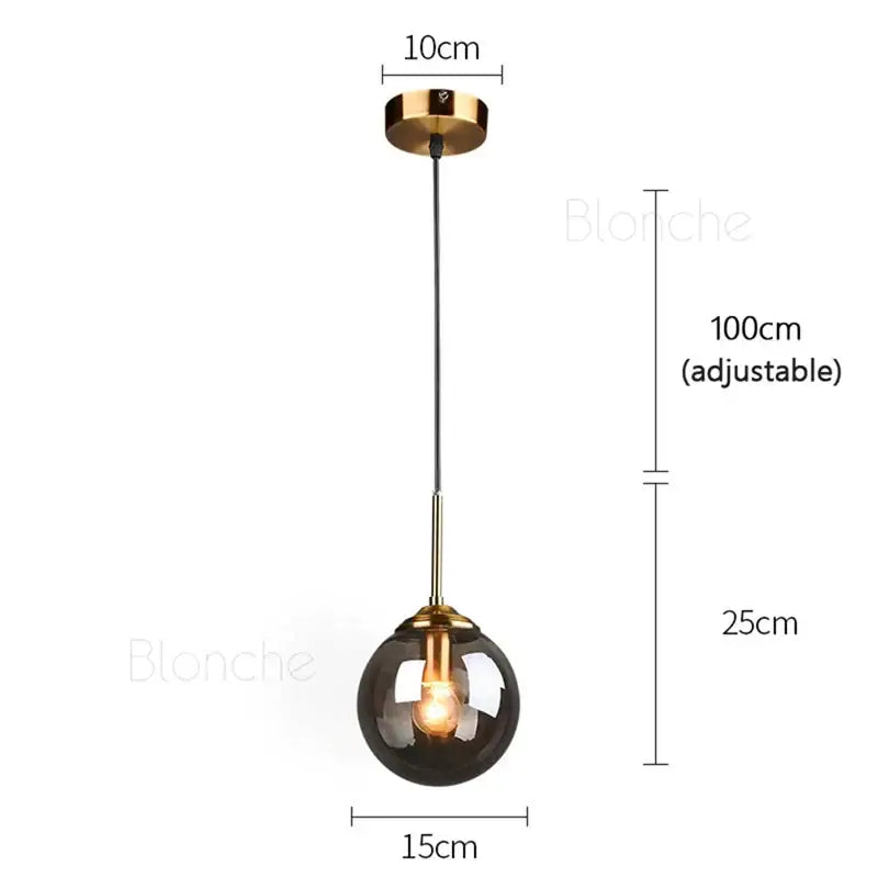 Modern brass glass ball pendant lights dining room 3 pack