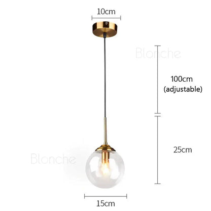 Modern brass glass ball pendant lights dining room 3 pack