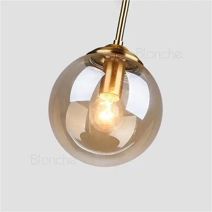 Modern brass glass ball pendant lights dining room 3 pack