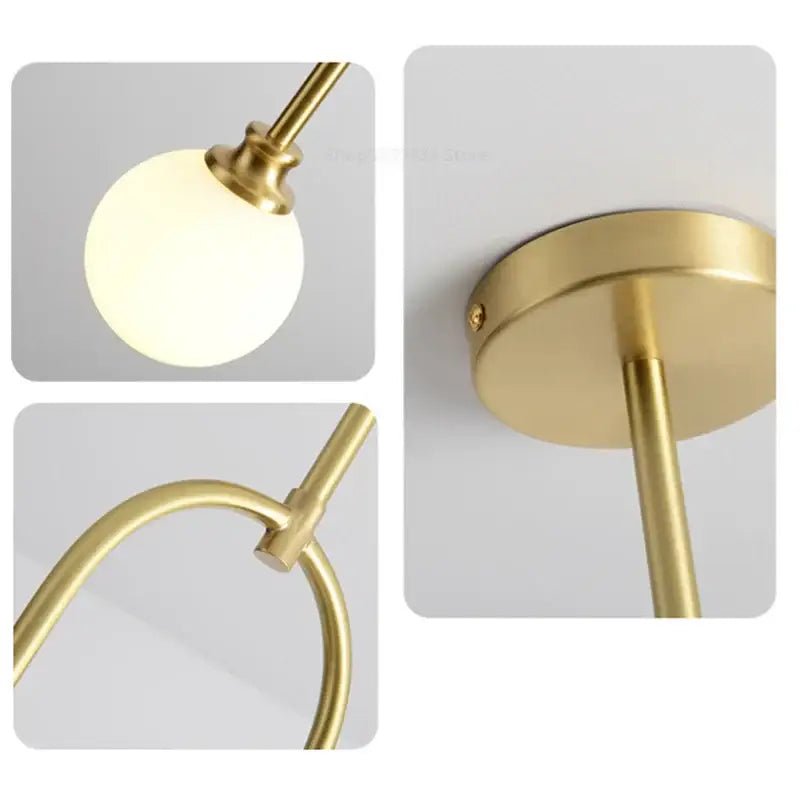 Modern brass glass ball pendant lights dining room frosted globes