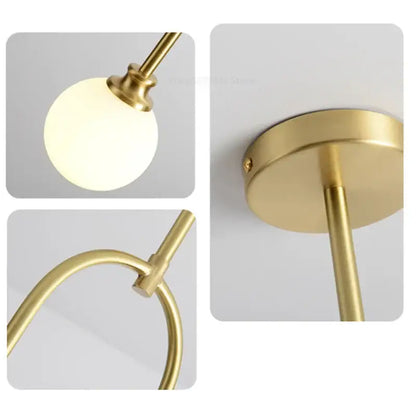 Modern brass glass ball pendant lights dining room frosted globes