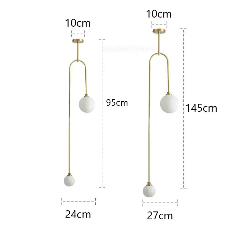 Modern brass glass ball pendant lights dining room frosted globes
