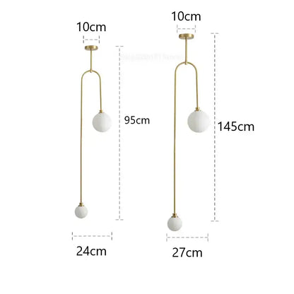 Modern brass glass ball pendant lights dining room frosted globes