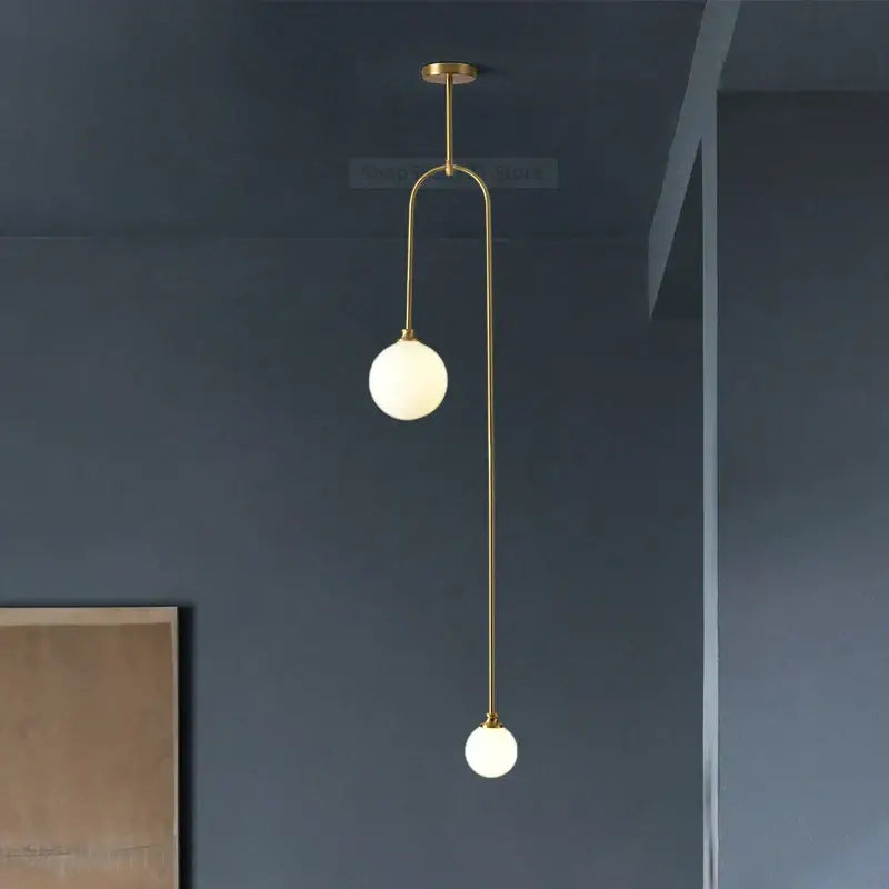 Modern brass glass ball pendant lights dining room frosted globes