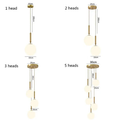 Modern brass glass ball pendant lights for kitchen decor