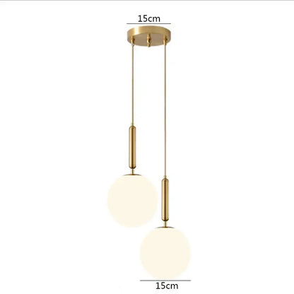 Modern brass glass ball pendant lights for kitchen decor