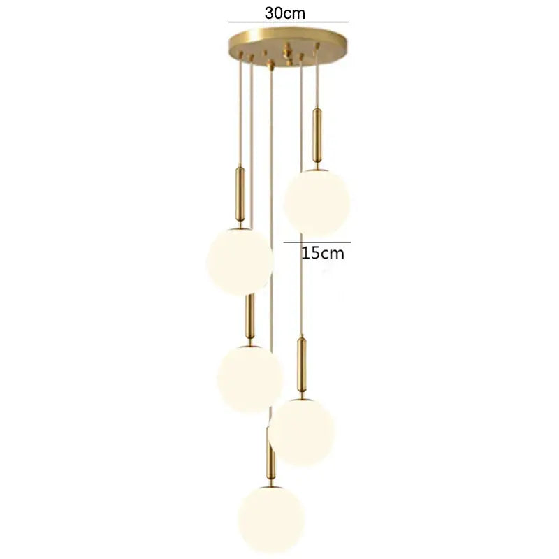 Modern brass glass ball pendant lights for kitchen decor