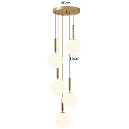 Modern brass glass ball pendant lights for kitchen decor