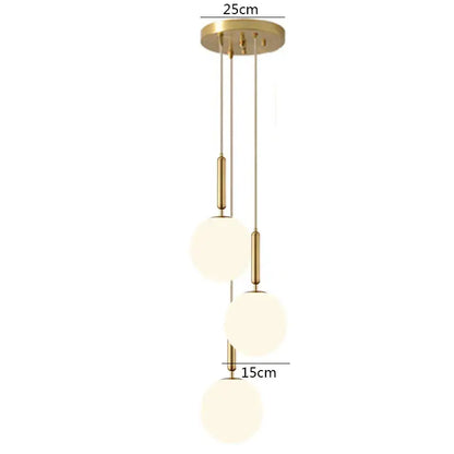 Modern brass glass ball pendant lights for kitchen decor