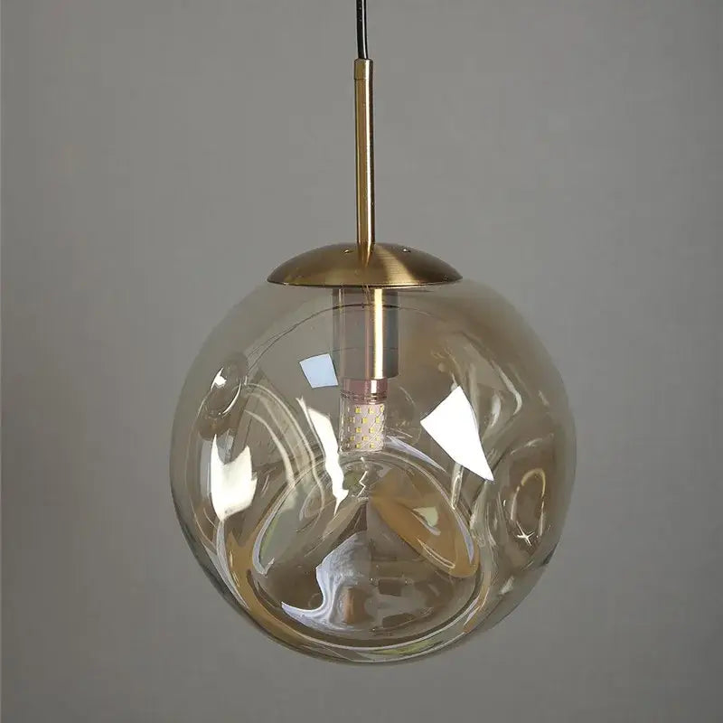 Modern brass glass ball pendant lights kitchen set of 2