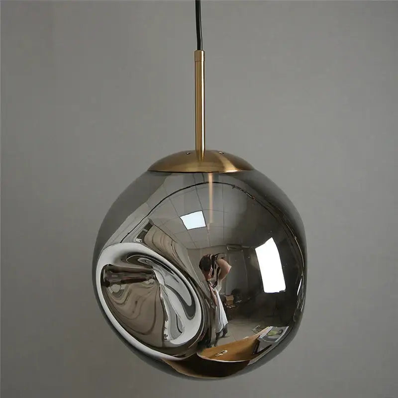 Modern brass glass ball pendant lights kitchen set of 2