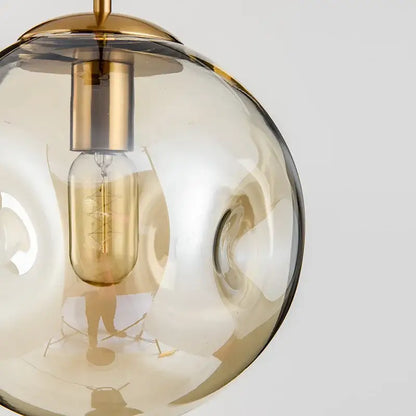 Modern brass glass ball pendant lights kitchen set of 2