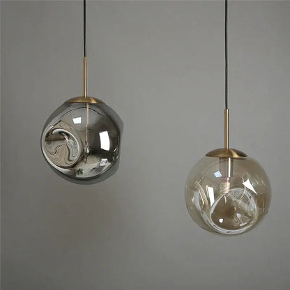 Modern brass glass ball pendant lights kitchen set of 2