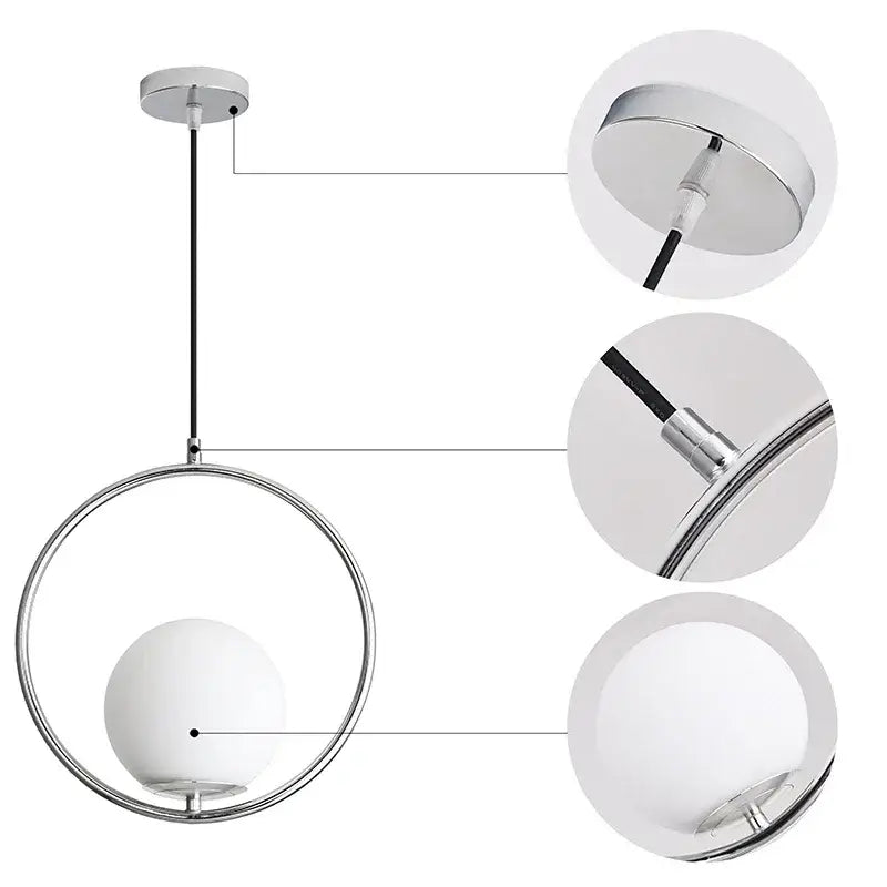 Modern brass glass ball pendant lights kitchen suspension luminaire