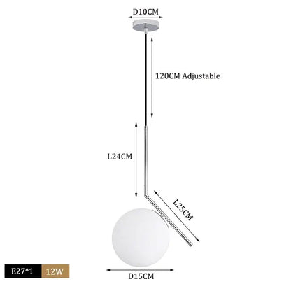 Modern brass glass ball pendant lights kitchen suspension luminaire