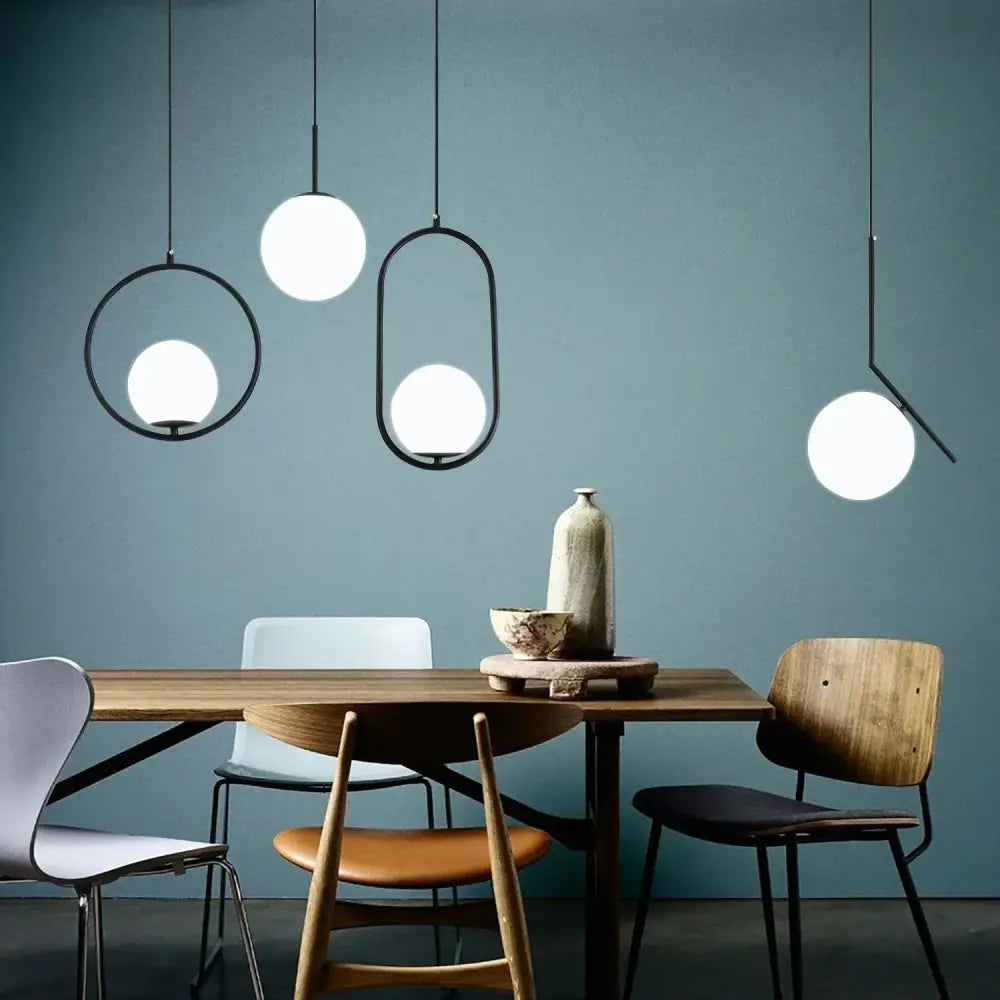 Modern brass glass ball pendant lights kitchen suspension luminaire