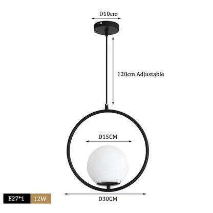 Modern brass glass ball pendant lights kitchen suspension luminaire