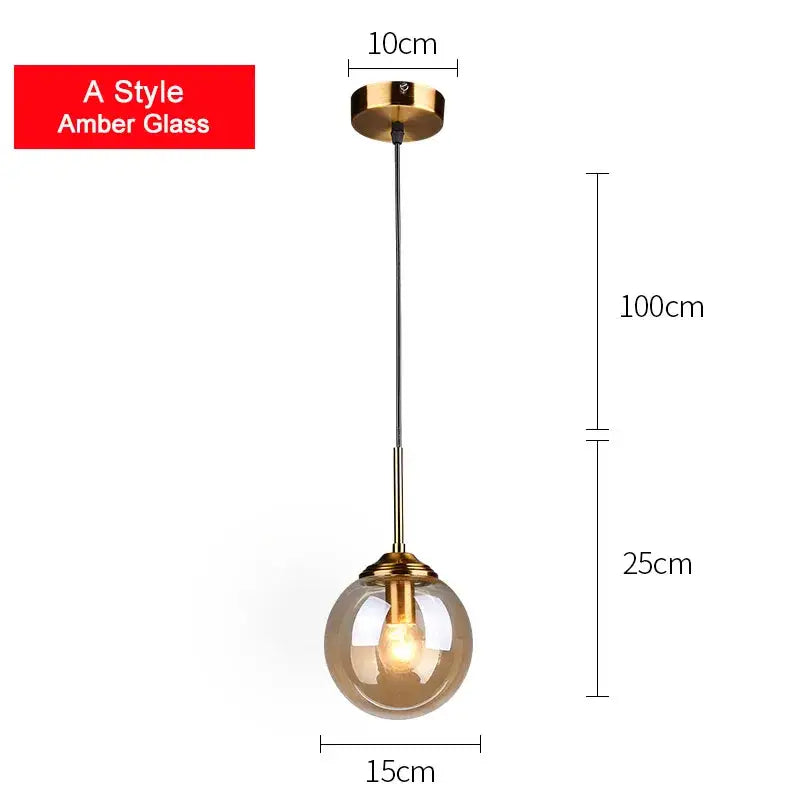 Modern brass glass ball pendant set bedroom lighting