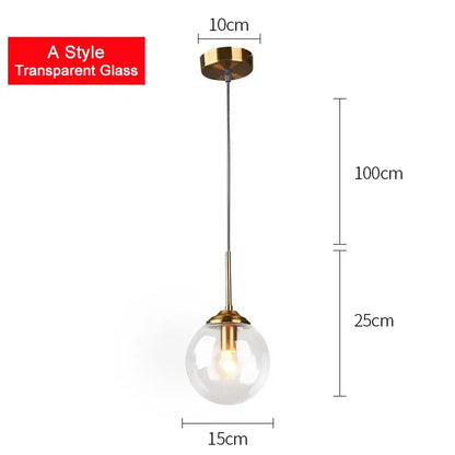 Modern brass glass ball pendant set bedroom lighting