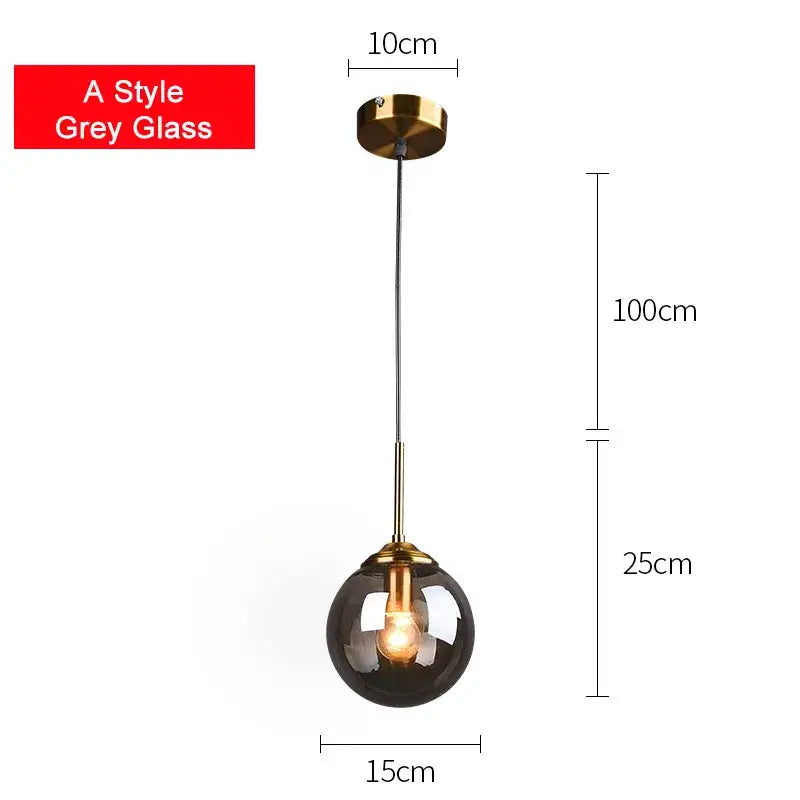 Modern brass glass ball pendant set bedroom lighting