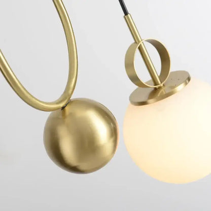 Modern brass glass ball pulley pendant light for living room