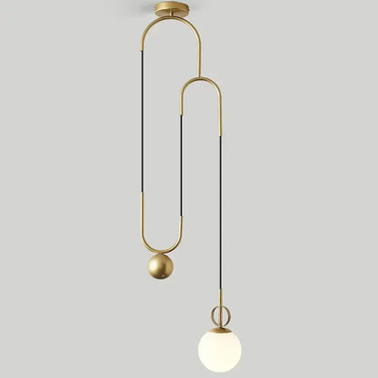 Modern brass glass ball pulley pendant light for living room