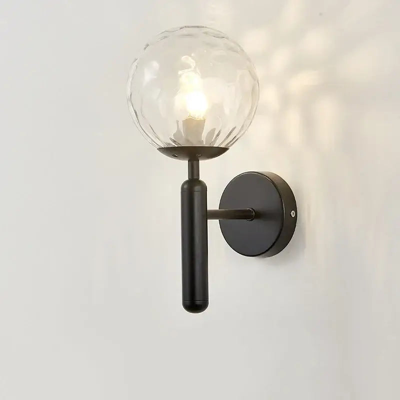 Modern brass glass ball wall lamp bedroom opaque & clear globe
