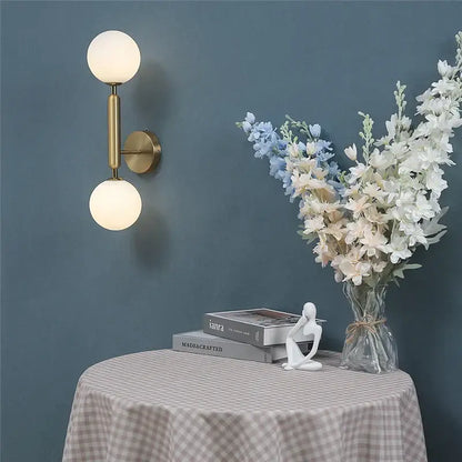 Modern brass glass ball wall lamps bedroom sconce lighting