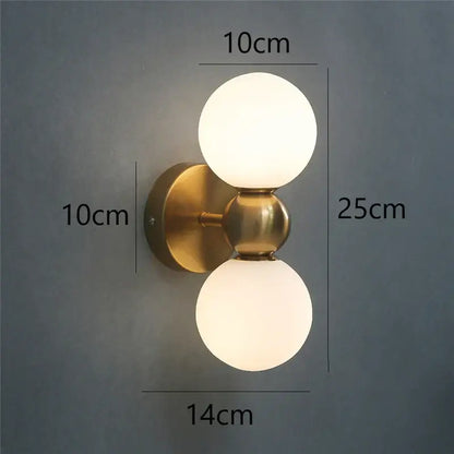 Modern brass glass ball wall lamps bedroom sconce lighting