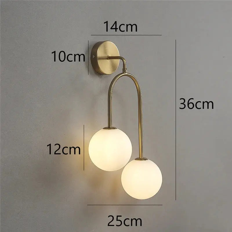 Modern brass glass ball wall lamps bedroom sconce lighting