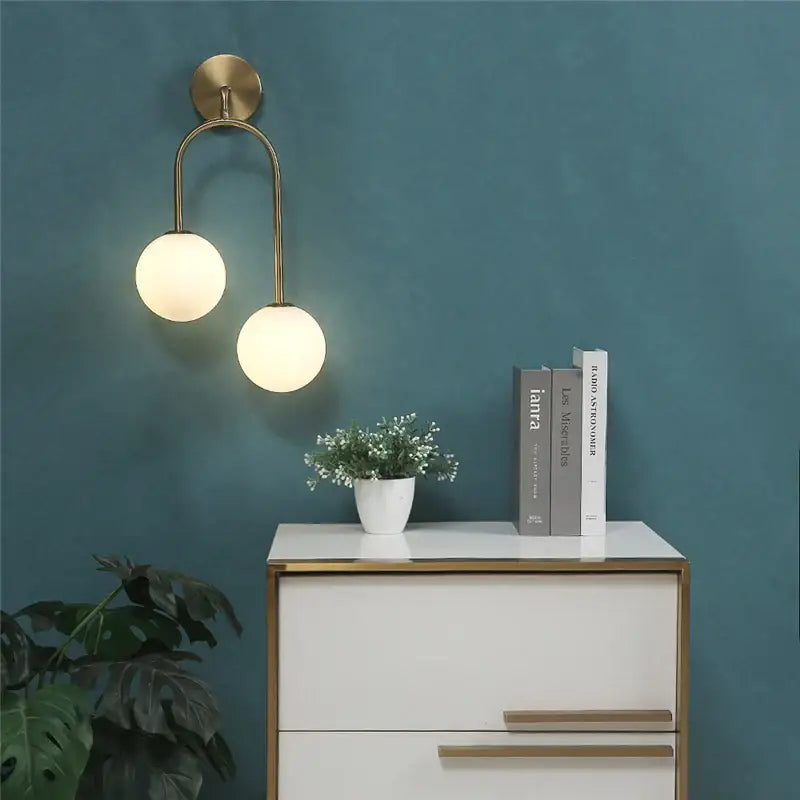 Modern brass glass ball wall lamps bedroom sconce lighting