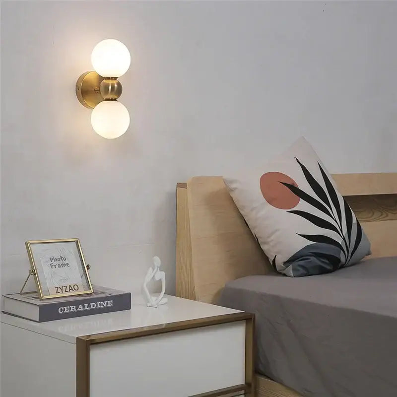 Modern brass glass ball wall lamps bedroom sconce lighting