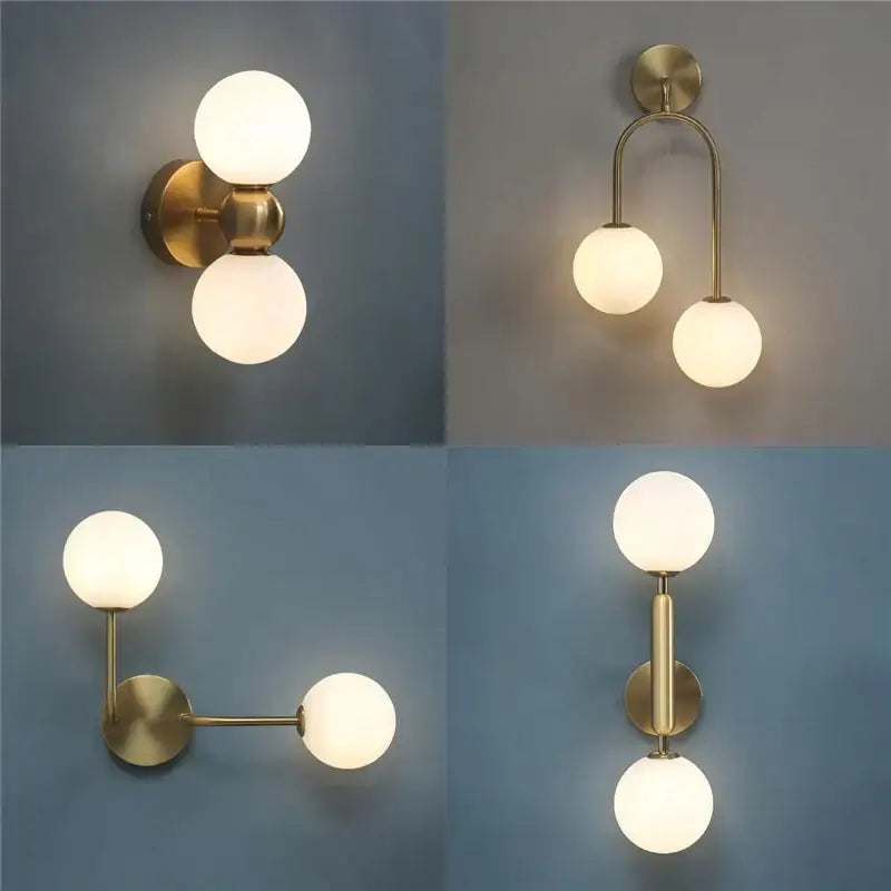 Modern brass glass ball wall lamps bedroom sconce lighting