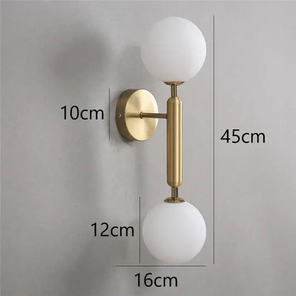 Modern brass glass ball wall lamps bedroom sconce lighting