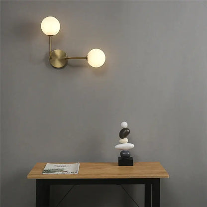 Modern brass glass ball wall lamps bedroom sconce lighting